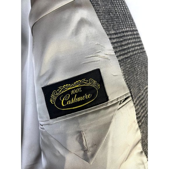 Vintage Black & White Plaid Cashmere Sports Jacket, Men's Size Xtra- Large Tall - Picture 8 of 16